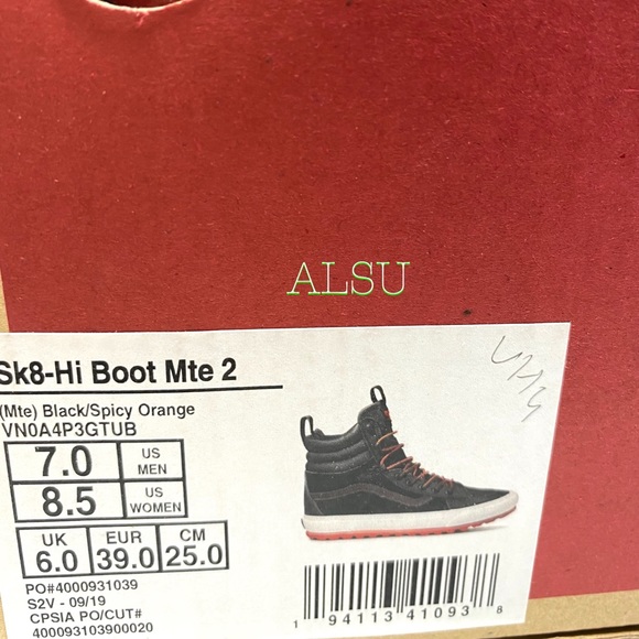 VANS SK8-HI Boot MTE 2 Women's Size 9 Black Winter Boots Spicy High Top Shoes - Picture 11 of 11